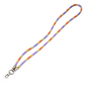 Colorful TPU telephone wire phone lanyard strap for outdoor use, anti-lost cross body chain.