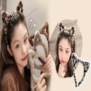 Serre-tête oreilles de chat en peluche duveteuse pour femme, accessoire de cheveux mignon et doux