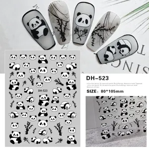 3D Cartoon Panda Bamboo Nail Art Stickers Cute Animal Adhesive Decals Manicure Nail Decoration For Women Girls