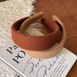 Wolle Filz breites Haarband französisch elegant Haarstyling brauner Haarreif Damen Retro