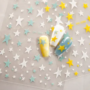 3D Pentagram Nail Stickers Adhesive Star Nail Decals Flat Star Design Nail Art Decorations For Women Manicure Supplies