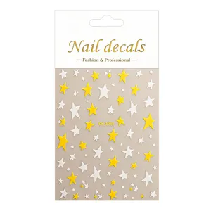 3D star nail decals stickers gold white shiny manicure art decoration accessories new