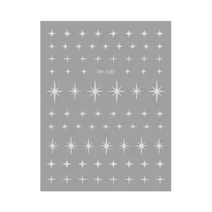 Silver star nail stickers 3D self-adhesive nail art decals starburst designs DH-1087
