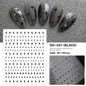 Adesivi per Unghie Starburst 3D Cielo Stellato Mini Decalcomanie Autoadesive Oro Argento Nero Bianco Design Geometrico