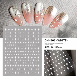 Dettagli degli adesivi per unghie stella 3D bianchi, patch per manicure sottili 80x105mm.