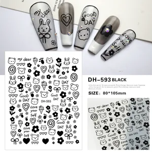 3D cute cartoon nail stickers bear rabbit pattern self-adhesive nail art decals 80x105mm