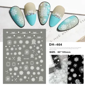 Autocollants d'ongles Flocon de Neige 3D Noël Hiver Cerf Design Autocollants Minces DH-464