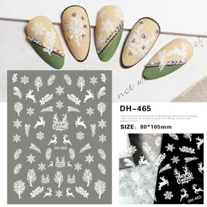 Noël 3D autocollants pour ongles flocon de neige renne autocollants adhésifs art