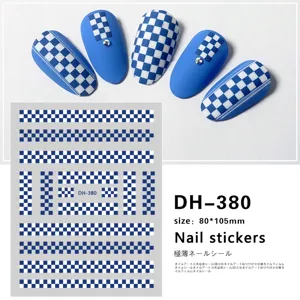 3D Nail Art Stickers Self-Adhesive Decals Geometric Plaid Houndstooth Design Nail Decoration Manicure Accessories