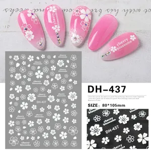 3D Floral Nail Art Stickers White Flower Adhesive Decals Minimalist Blooming Blossom Nail Design Manicure Supplies