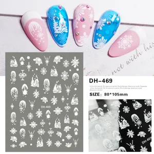3D Hiver Flocon de Neige Autocollants d'Ongles Ultra-Fins Manucure DIY Design 80x105mm