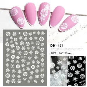 Autocollants d'ongles flocon de neige 3D ultra-fins autocollants de manucure d'hiver 80x105mm