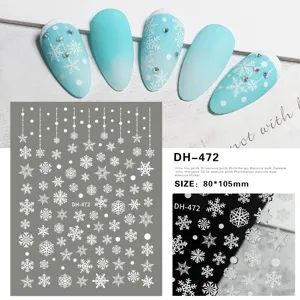 Noël Flocon de Neige Autocollants Nail Art Adhésif Hiver Glace Neige Blanc DécalcomANIES d'Ongles Décorations de Manucure Accessoires de Beauté