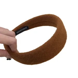 Braunes Wollfilz breites Stirnband, französisches elegantes Haarreif, minimalistisches Zubehör.