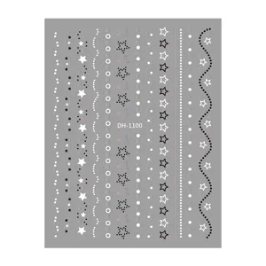 Holographic star and dot nail stickers sheet for stylish manicure decorations, easy use.