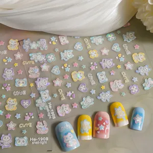 Adesivi per unghie in rilievo 5D design teschio carino elementi adorabili dettaglio