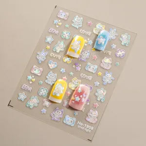 Adesivi per unghie scheletro carino in rilievo 5D foglio decorazione nail art fai da te.