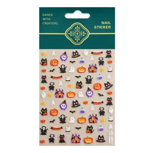 Autocollants d'ongles en relief 5D Halloween citrouille fantome deco manucure