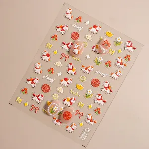 5D embossed cute cartoon horse nail art stickers self-adhesive DIY manicure decals charms
