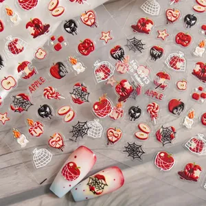 adesivi per unghie impressi 5d halloween mela ragnatela decorazioni nail art