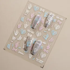 Adesivi per unghie 5D teschio carino gotico halloween nail art dettagli decorativi