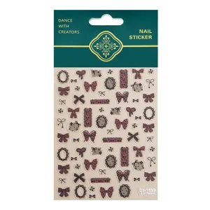 5D embossed nail sticker featuring elegant lace and bow designs for stunning nail art.