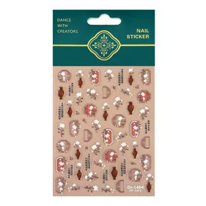 Redanco 5D embossed Chinese style nail stickers featuring vases and floral designs for decor.
