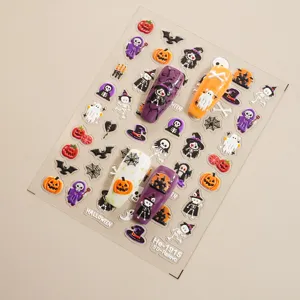 5D Halloween adesivi per unghie fantasma scheletro decorazioni spettrali per nail art