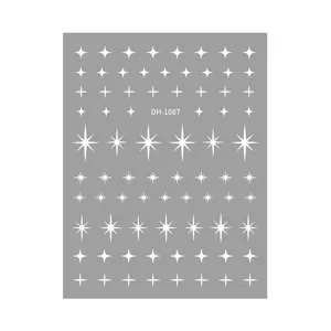 3D Starlight Nail Art Stickers Gold Silver Black White Star Decals Self-Adhesive Nail Decals Manicure Decorations