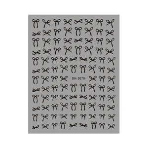 Black bow nail stickers 3D self-adhesive decal sheet delicate manicure art design 1pc
