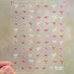 5D gepresste Schleifen Nagelaufkleber transparente Klebeabziehbilder Nagelkunst Blatt