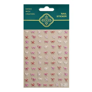 5D geprägte Schleife Nagelaufkleber süße selbstklebende Nail Art Abziehbilder für DIY Maniküre