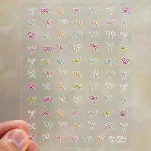 5D geprägte Schleife Nagelaufkleber süße Mini Schleifen Nail Art Abziehbilder für DIY