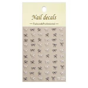5D embossed bow nail stickers cute adhesive nail art decals for manicure design DIY decor