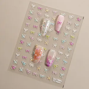 5d gepraegte nagelaufkleber suesse schleife selbstklebende abziehbilder nail art zubehoer detail
