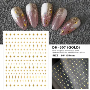 Adesivi per unghie stella d'oro 3D sottilissimi decalcomanie manicure 80x105mm DH507