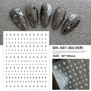 Adesivi per unghie con stelle argentate 3D, mini decalcomanie scintillanti per manicure.