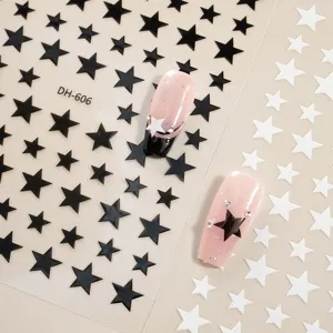 3D Stern Nagelsticker schwarz weiss selbstklebende Sterne Nagelkunst Aufkleber 1stk
