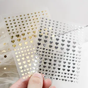 3D Gold Silver Heart Nail Stickers Self-Adhesive Mini Love Nail Art Decals for Women Girls