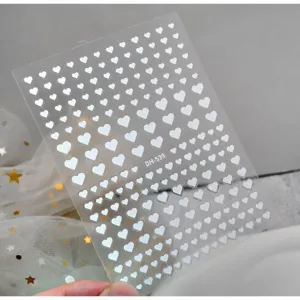 3d white mini heart nail art stickers self adhesive manicure decal sheet model dh539