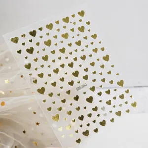 Gold foil heart nail stickers 3d self-adhesive mini love hearts manicure decals detail view