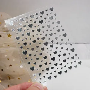 3D silver heart nail stickers self-adhesive manicure decals DIY nail art decoration