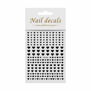 3D Black Mini Heart Nail Decals Self-Adhesive Nail Art Stickers for Manicure DIY 1pc