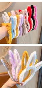 Plush bunny ear headband detail, colorful cute hair accessories for kids and wear.