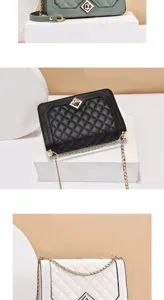 Gesteppte Damen Umhängetasche mit Kette, elegante Schultertasche mit geometrischem Schloss.