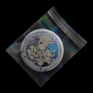 Anime karakter badge speld Re Zero Emilia Rem holografische verpakkingszak verzameling