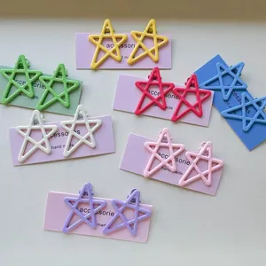 Cute Candy Color Star Hair Clips Metal Duckbill Clips Sweet Girls Side Hairpins Hair Accessories For Daily Wear