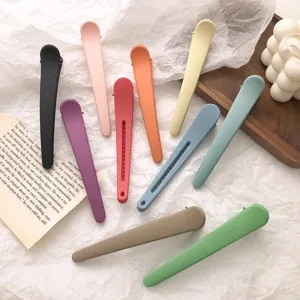 Large matte duckbill hair clips for women styling and makeup, assorted colors.