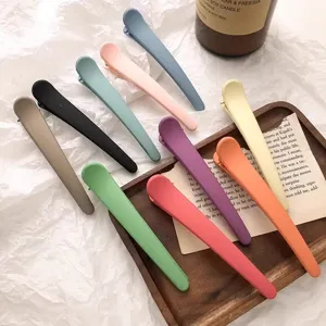 Oversized matte duckbill hair clips set, professional styling sectioning pins for thick hair.