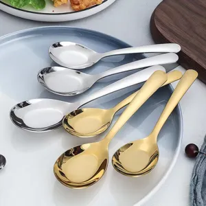 Set di cucchiai in acciaio inossidabile, cucchiaio da zuppa con manico lungo per cucina.